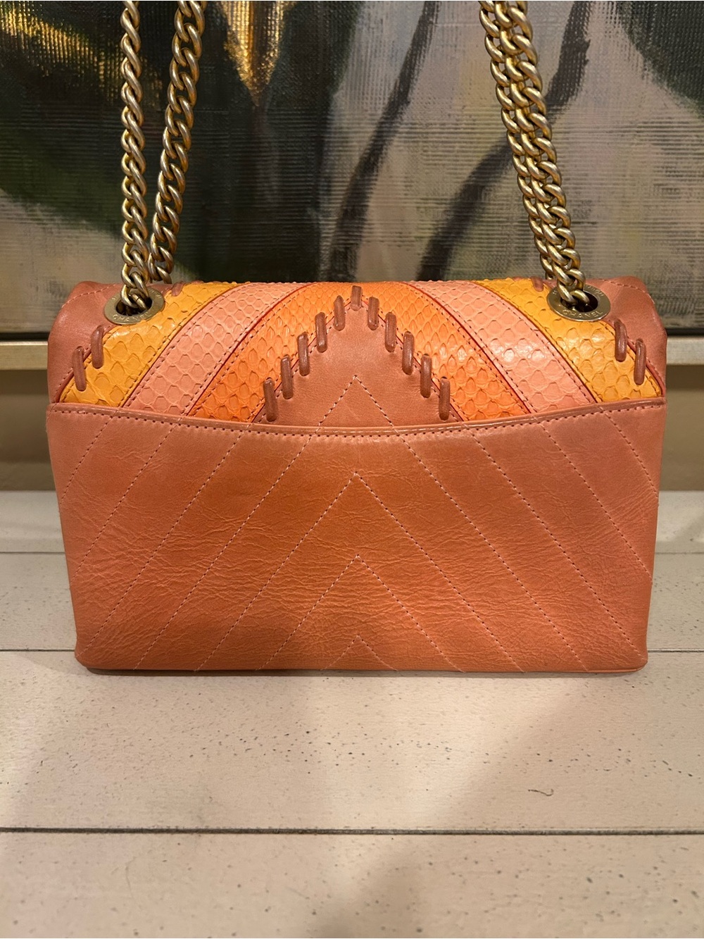 Chanel Python Chevron Flap Bag - Picture 3 of 15